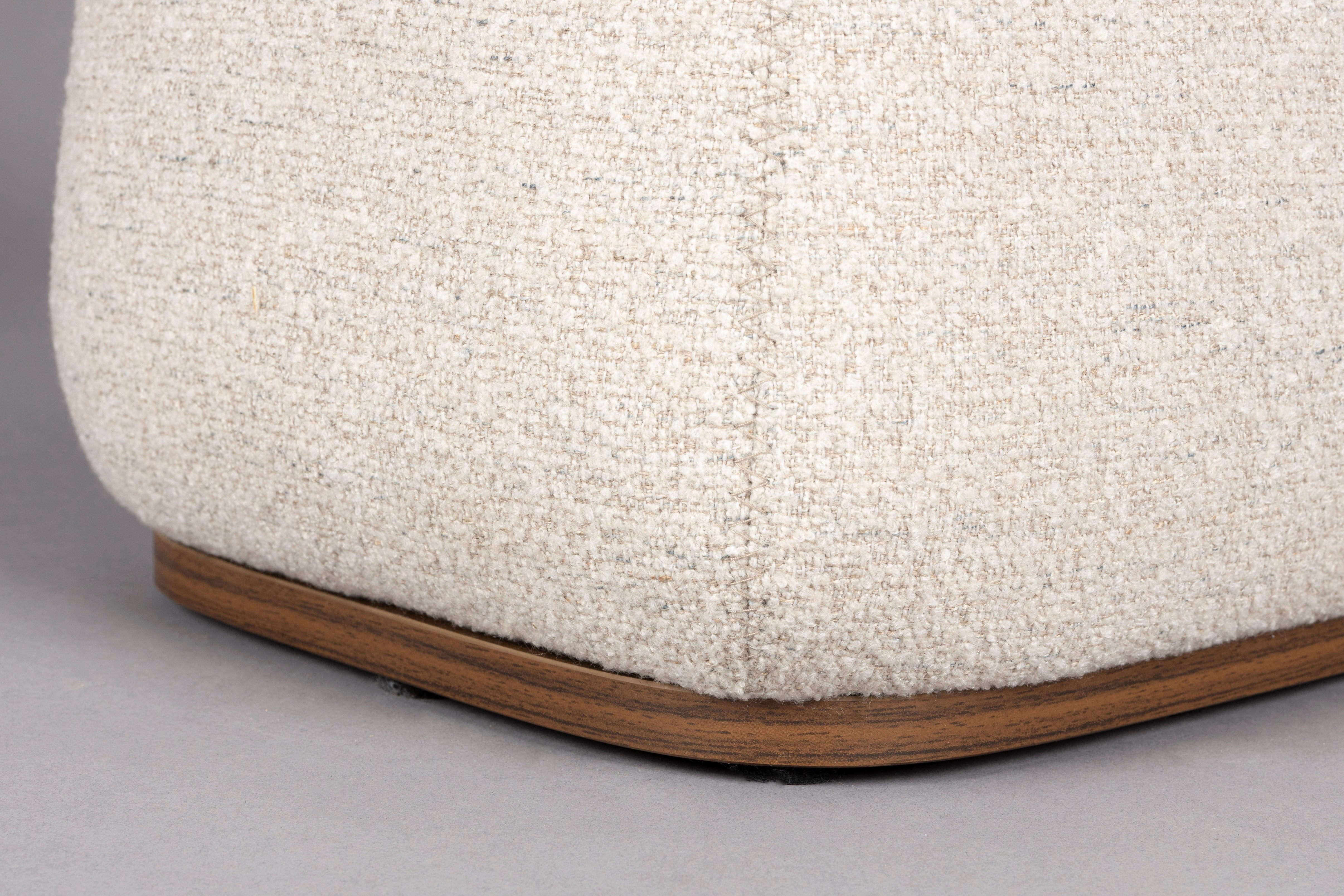 Dutchbone Shelly Off-White Boucle & Wood Side Table
